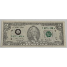 UNITED STATES OF AMERICA 2003 . TWO 2 DOLLARS BANKNOTE . ERROR . INSUFFICENT INK